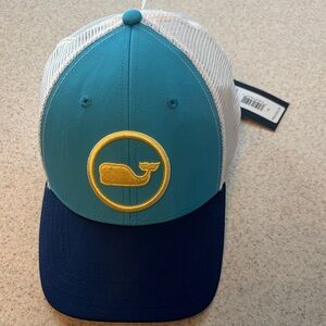 NWT Vineyard Vines Teal and Navy Whale Logo Cap